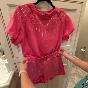 Pink Rhinestone Embellished Set